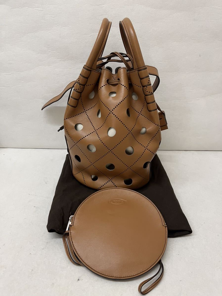 20221016【TOD'S】トッズ ハンドバッグ 21AW Leather Bucket Bag Mini レザー バケットバッグ ミニ ブラウン XBWAOZKF100RORB015