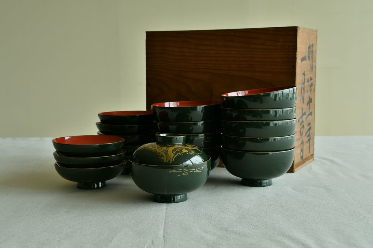 【古美術】青漆金蒔絵 汁椀 漆器 懐石 和食 料亭 和食器 アンティーク JAPAN