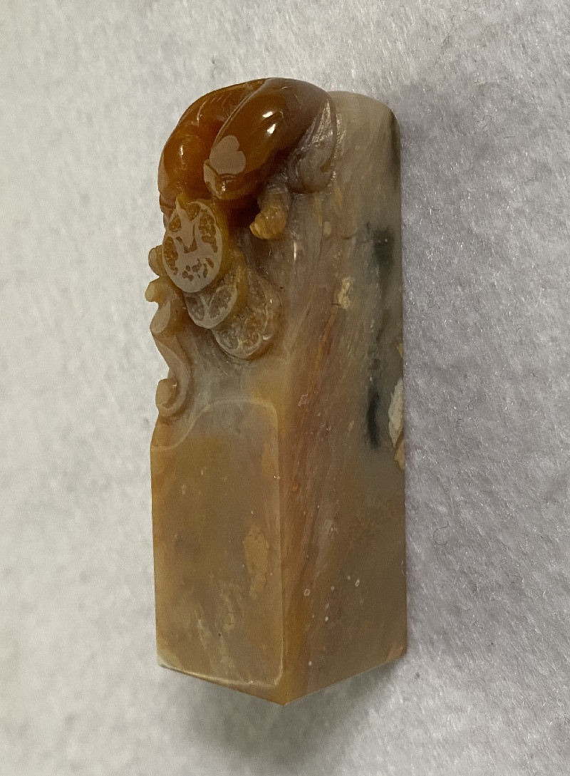 印材 寿山石章 2cm角 カニ カワウソ 印章 篆刻 中国 書道