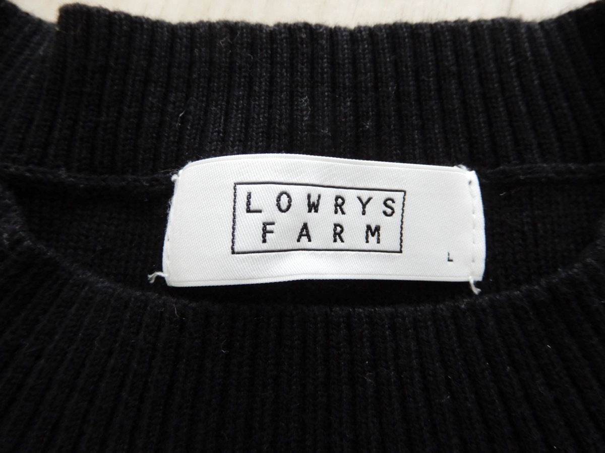 LOWRYS FARM ローリーズファーム 長袖セーター クルーネック 肩落ち 変則ボーダー サイズL 黒_画像7