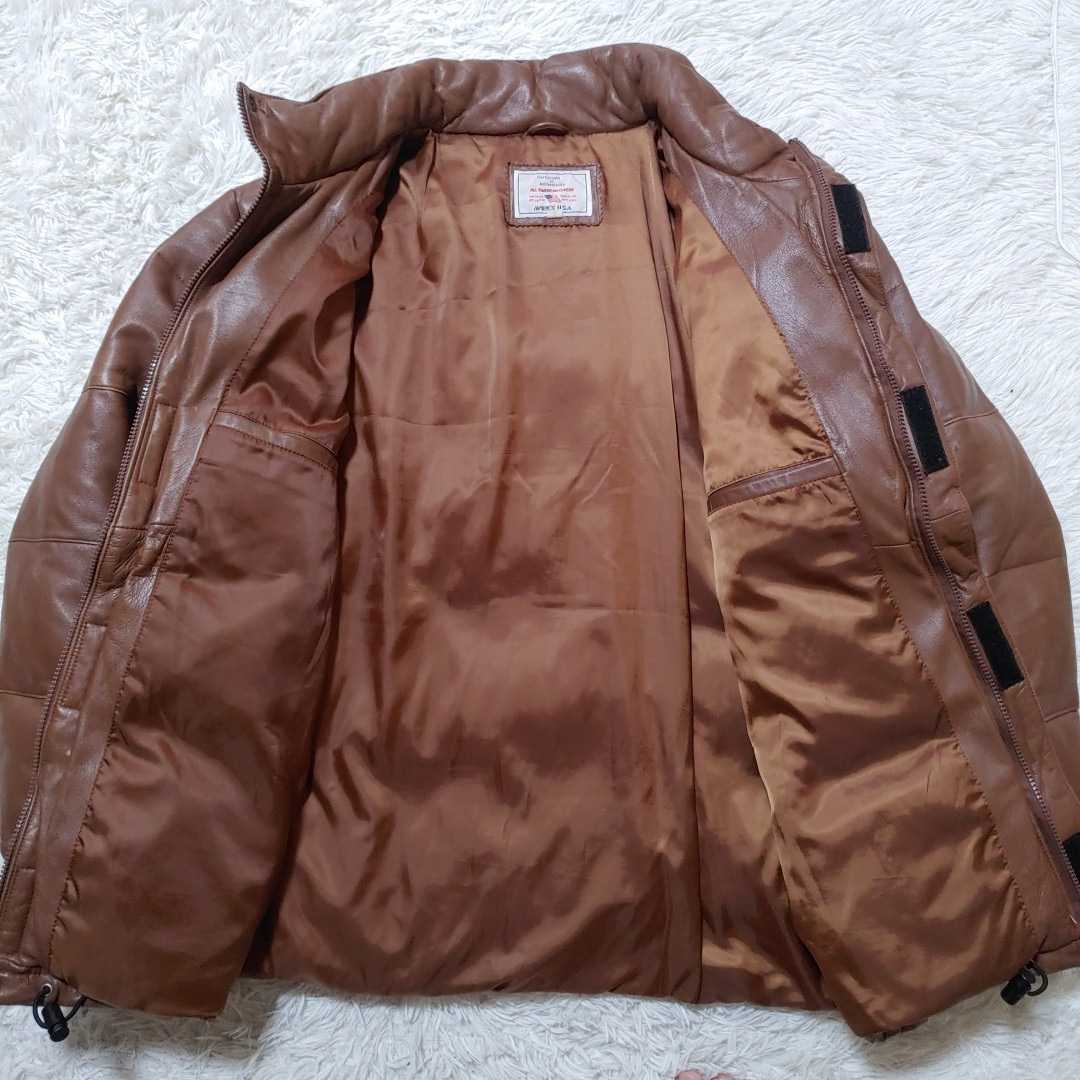 美品羊革&希少XL】AVIREX アヴィレックス ラムレザー ダウンジャケット