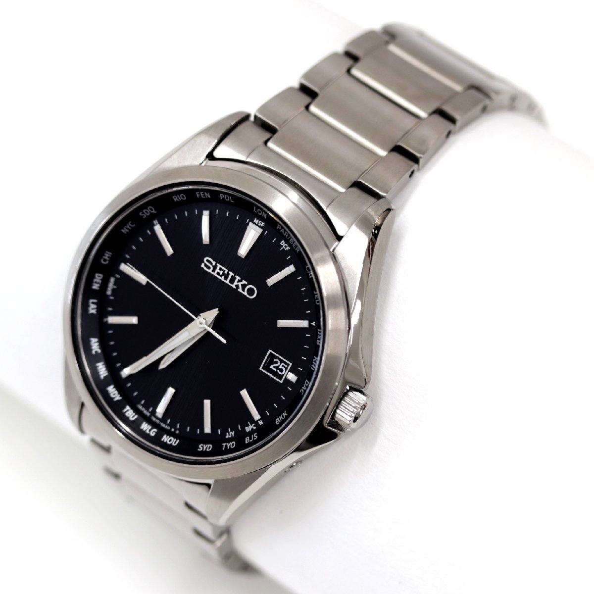 レビューで送料無料 メンズ SEIKO チタン SBTM291 ワールドタイム
