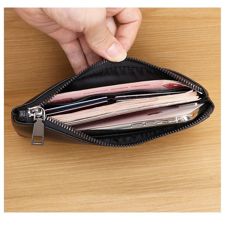 長財布 小銭入れ ポーチ 牛本革 コインケース　カード入れ スマホケース 黒