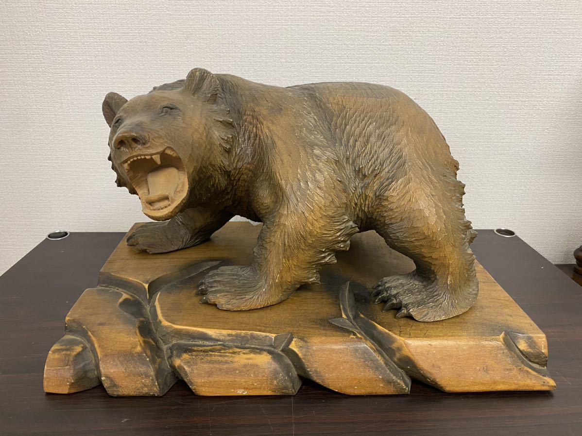 北海道 木彫りの熊 木彫 民芸品 熊 クマ 置物 福良作_画像1