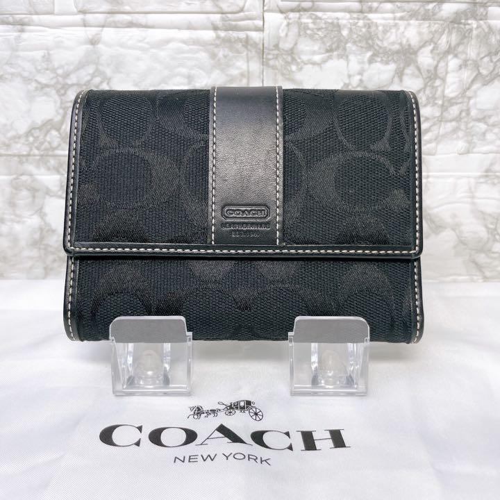 COACH 折り財布 ブラック メンズ レディース コーチ 黒 財布 105n