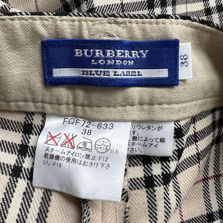 サイズ38 バーバリー ブルーレーベル ノバチェック ロング パンツ BURBERRY BLUE LABEL レディース