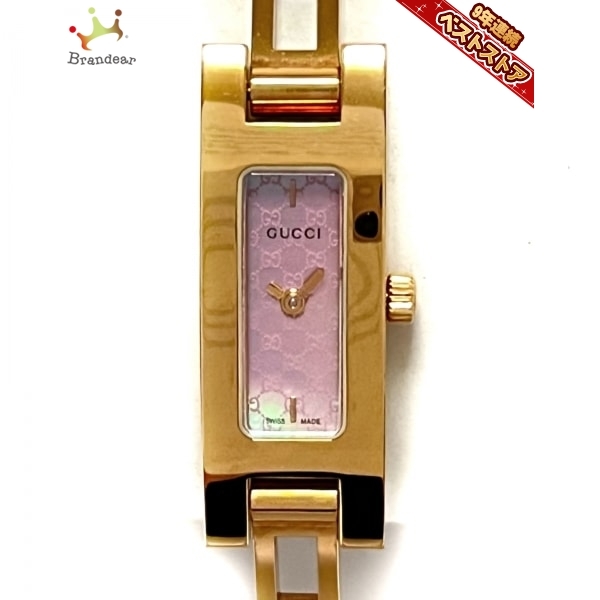 GUCCI(グッチ) 腕時計□美品 - 3900L レディース ピンクシェル
