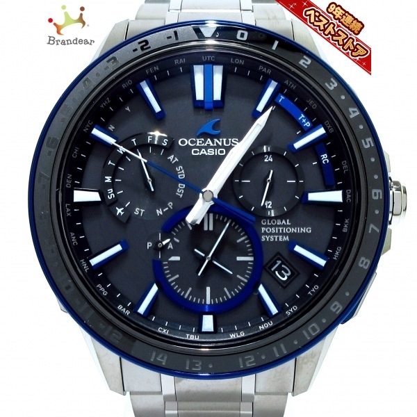 CASIO(カシオ) 腕時計■美品 OCW-G1200 メンズ GPS/電波/タフソーラー/クロノグラフ 黒