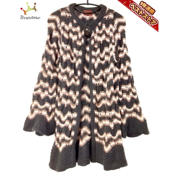 ミッソーニ MISSONI カーディガン サイズ42 M - ダークグレー×ブラウン