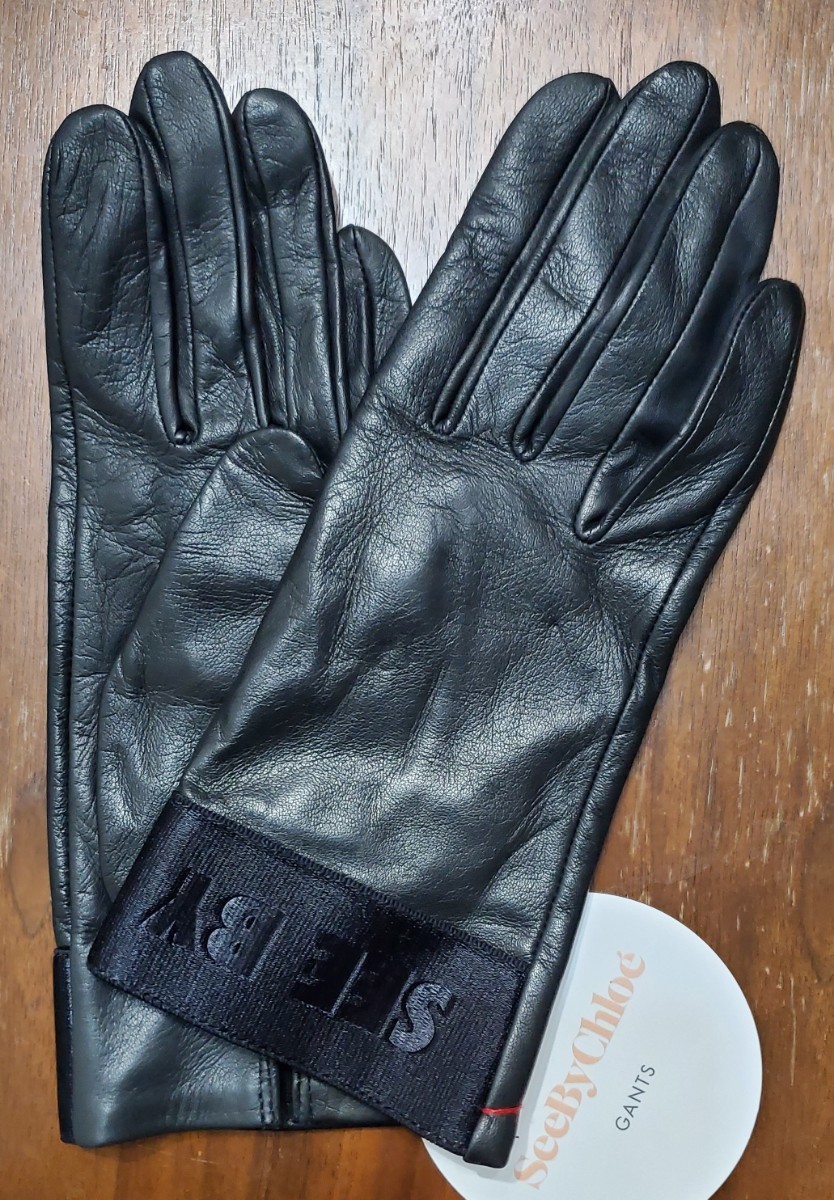 シーバイクロエ 新品 レディース レザーグローブ(ロゴ/ブラック21