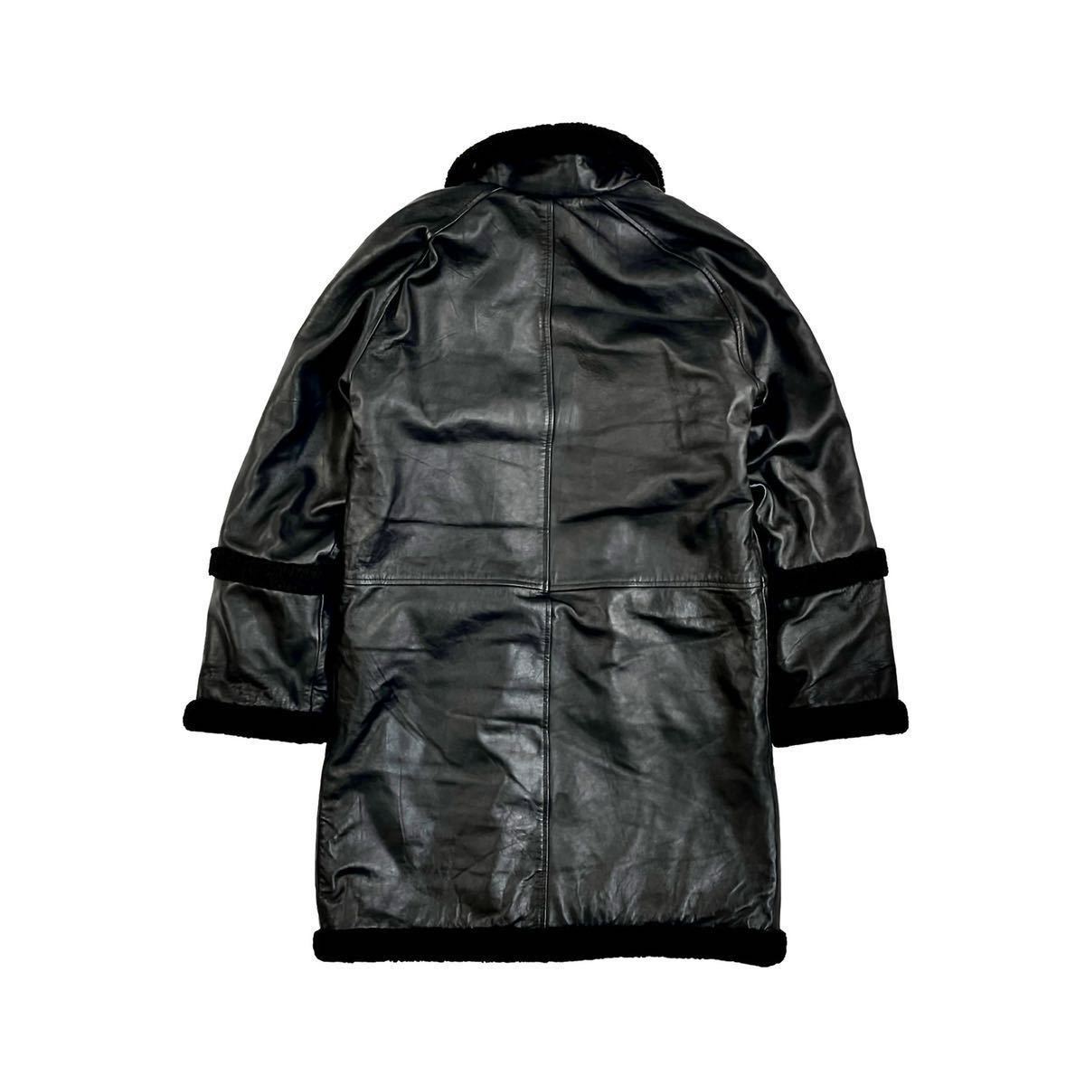 新品 Bolongaro Trevor 裏地ボア ムートン風 レザー B3 B-3 ボンバー フライト ロング ジャケット コート AllSaints デザイナー UKブランド_画像10