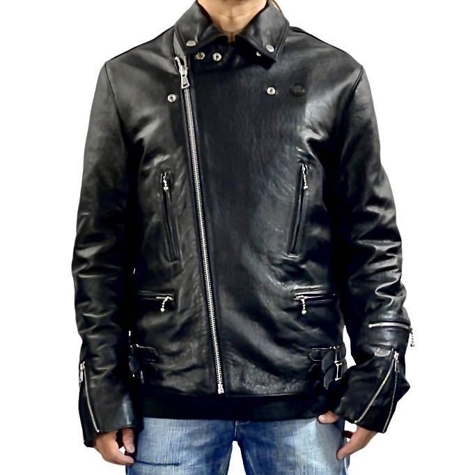 新品 デウスエクスマキナ DEUS EX MACHINA ダブルライダース レザージャケット チェッカー キルティング 裏地 TORNADO JACKET DMF2061293 M_画像2