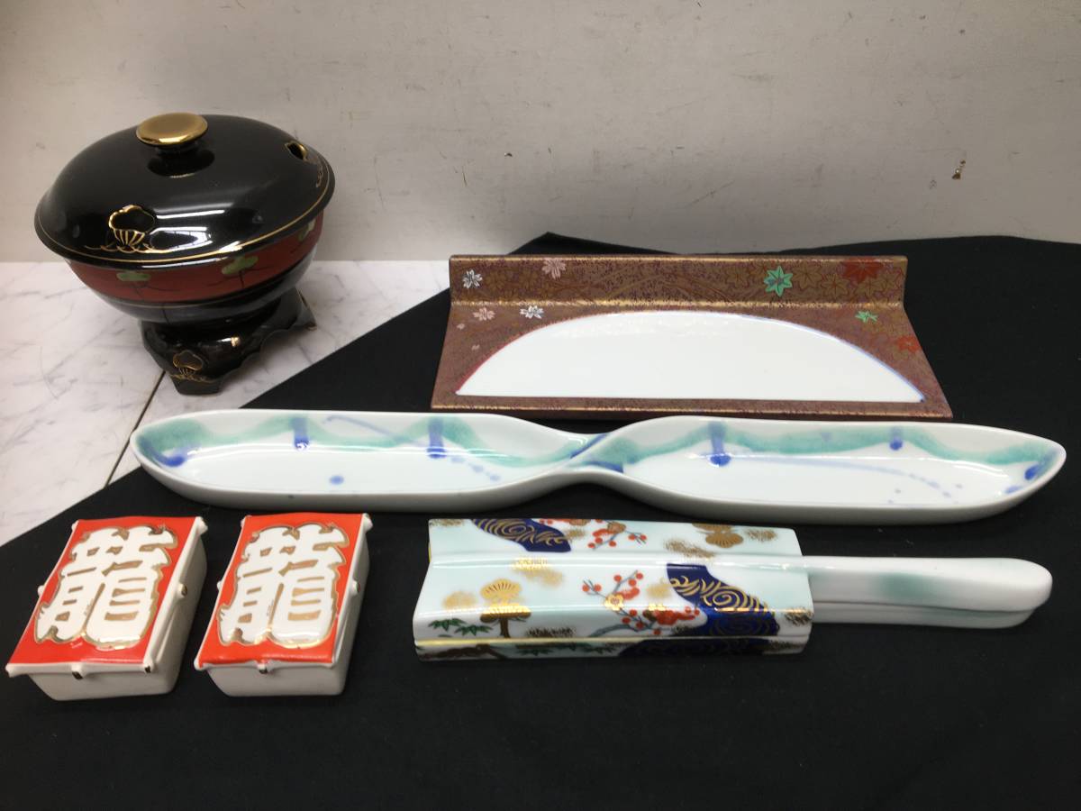 展示品　86★　和食器　★業務用食器 　盛器　いろいろまとめて6個　懐石/会席/松花堂　蓋物　珍味　仕切皿　日本製_画像1