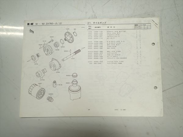 εBZ20-146 カワサキ ZXR750 ZX750-J1/J2 パーツカタログ パーツリスト 改訂シート_画像2