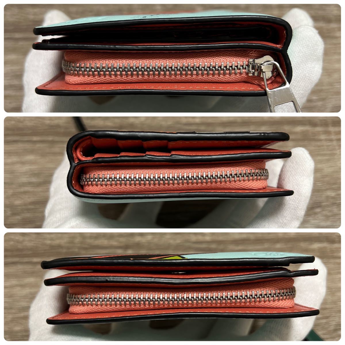 美品 ロエベ ケン プライス コンパクト ジップウォレット 二つ折り財布 レザー