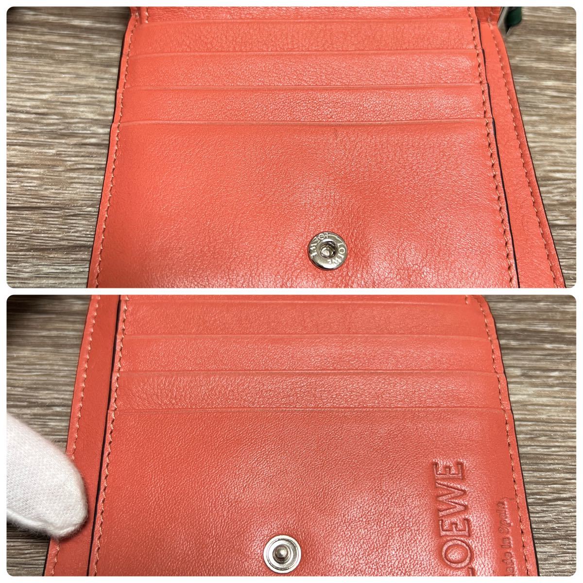 美品 ロエベ ケン プライス コンパクト ジップウォレット 二つ折り財布 レザー