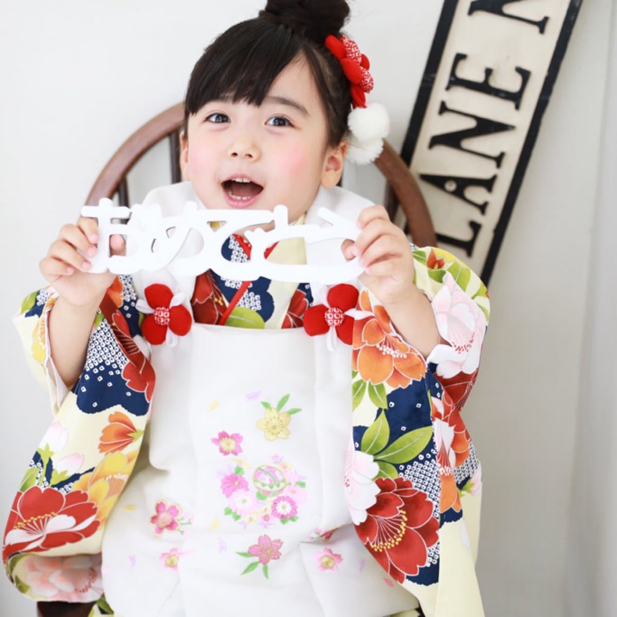 七五三 3歳 女の子 10点セット3.クリーム地に桜と雲 ベビー服