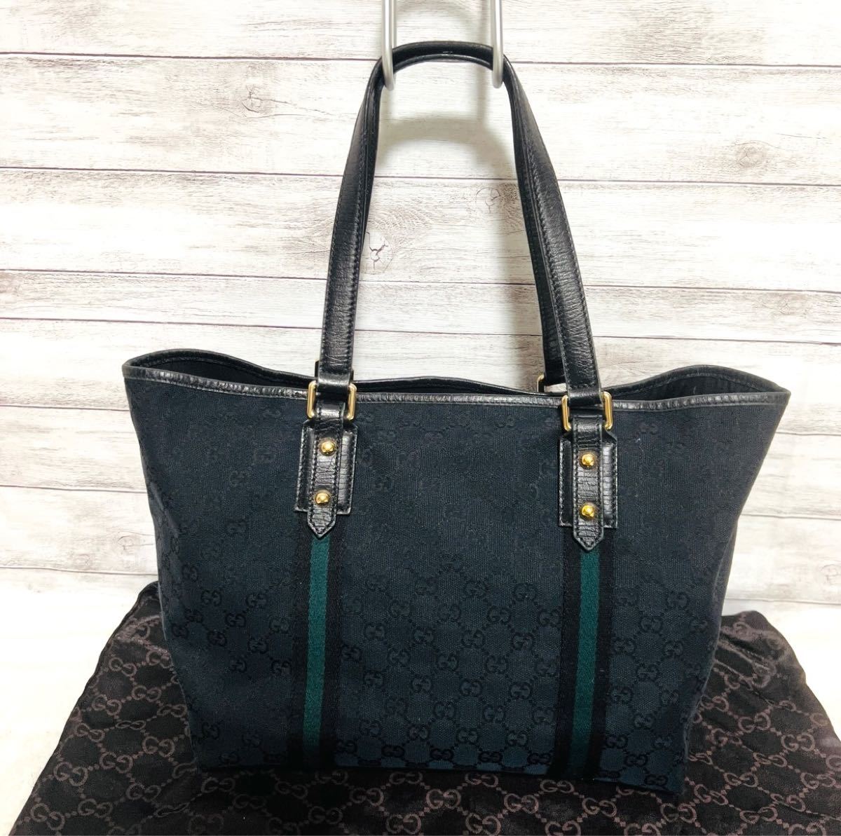 良品】GUCCI グッチ シェリーライン GG柄トートバック チャーム付き