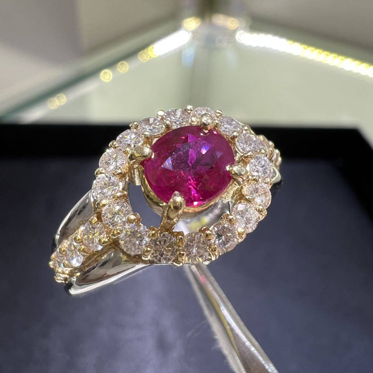 RUBY】ルビー 0.70ct #6 PT900/K18 鑑別書あり 指輪 ジュエリー