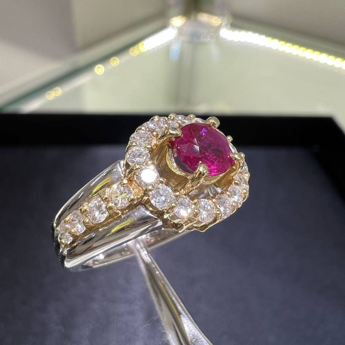 RUBY】ルビー 0.70ct #6 PT900/K18 鑑別書あり 指輪 ジュエリー