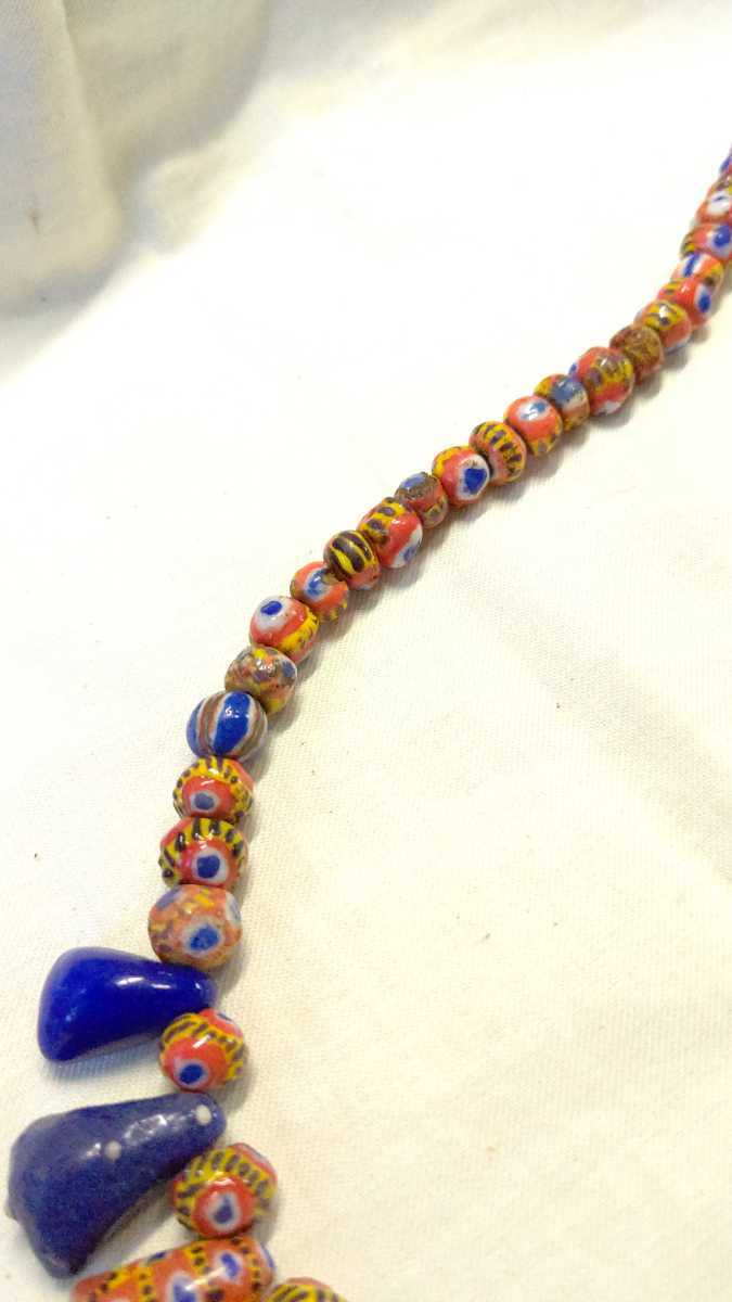 SV key fa beads design necklace 59cm Africa reproduction sphere kifa beads mo-litania west Africa tonbodama glass beads antique 
