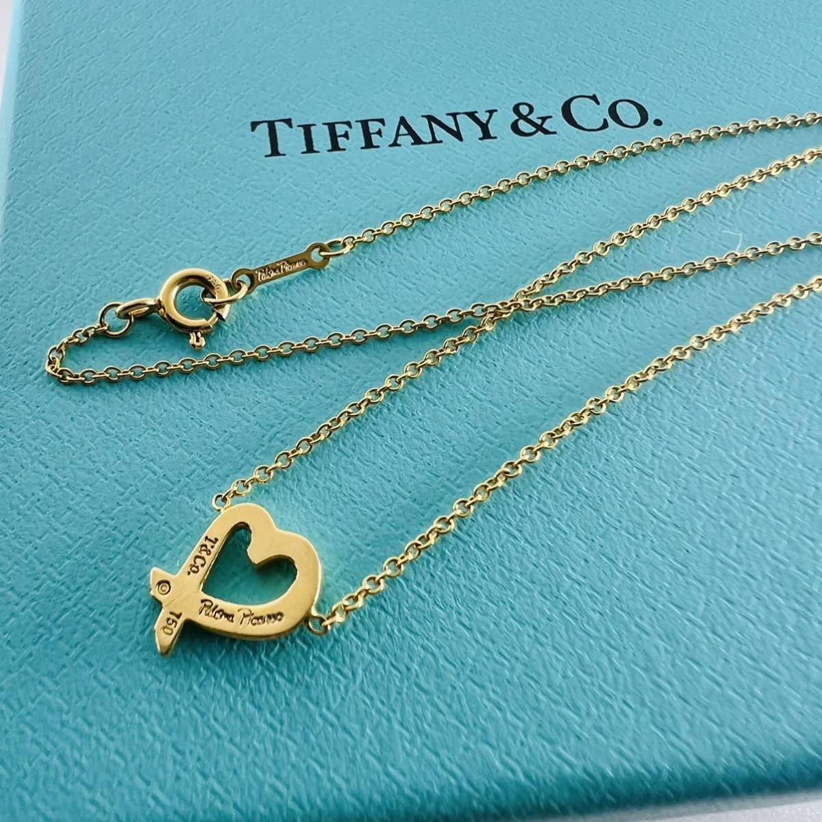  Tiffany la vi ng Heart necklace K18YG