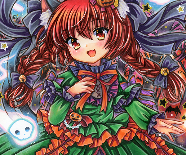 同人手描きイラスト*火焔猫燐(Black)*東方project*ミニ色紙 同人手描きイラスト*火焔猫燐(Black)*東方project*ミニ色紙