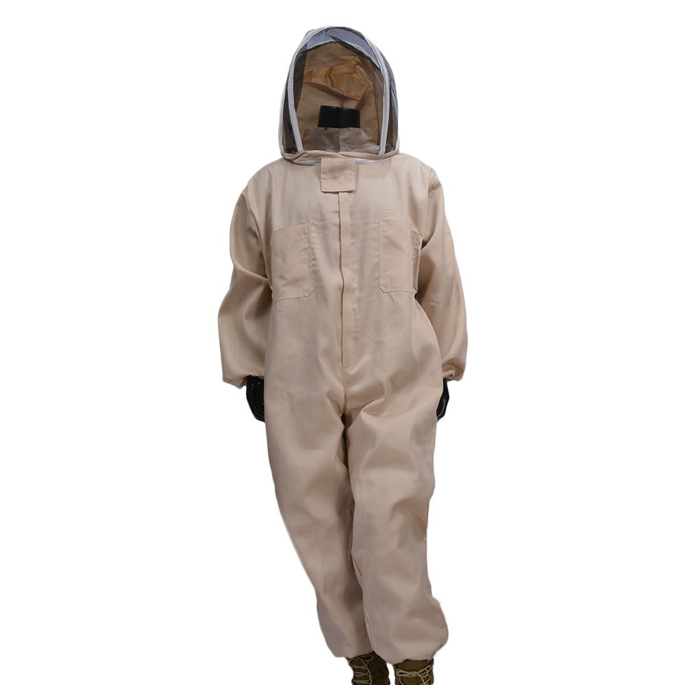 蜂防護服 フェイスガード付 つなぎタイプ [ XLサイズ ] ハチプロテクター スズメバチ駆除 草刈り 農作業 白 虫よけ 防虫