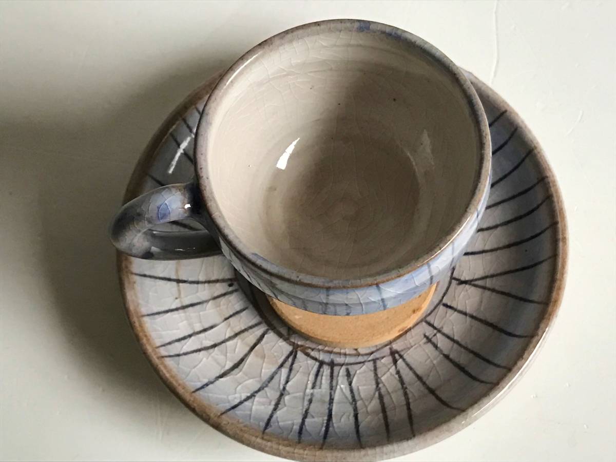  height pcs unglazed pottery . Espresso cup & saucer 