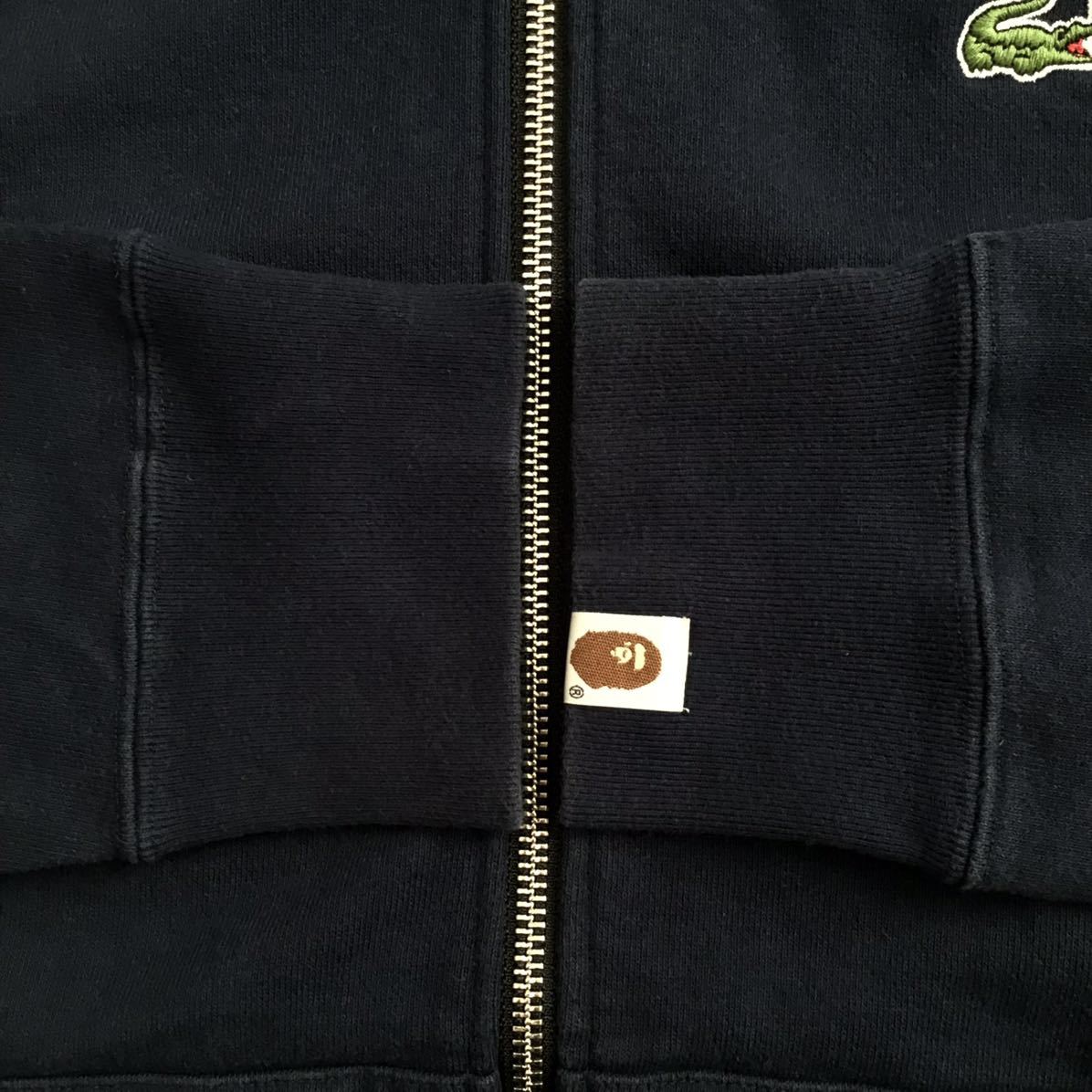 LACOSTE × BAPE CROCODILE FULL ZIP HOODIE Mサイズ ネイビー a bathing ape ラコステ エイプ  ベイプ シャーク パーカー shark NAVY z708