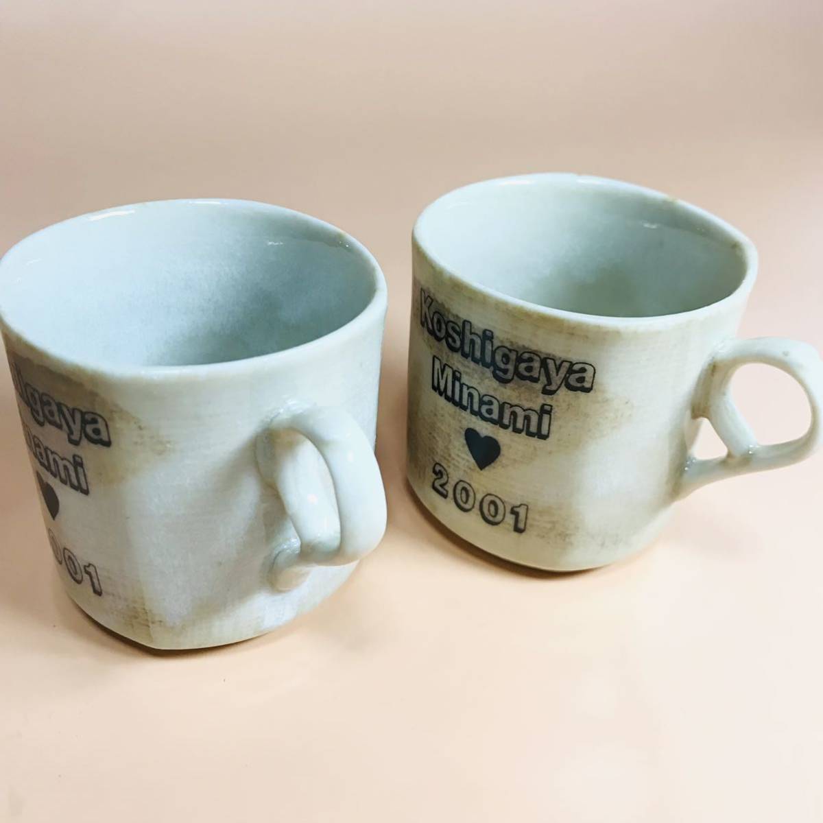 コーヒーカップ　ソーサー付き　焼き物　2きセット　ハンドメイド　ティーコップ　記念品_画像3