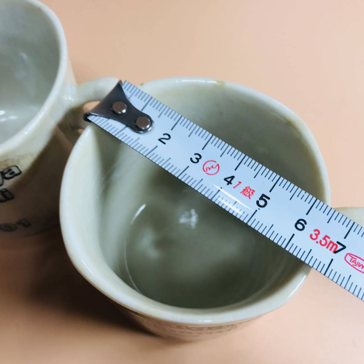 コーヒーカップ　ソーサー付き　焼き物　2きセット　ハンドメイド　ティーコップ　記念品_画像8