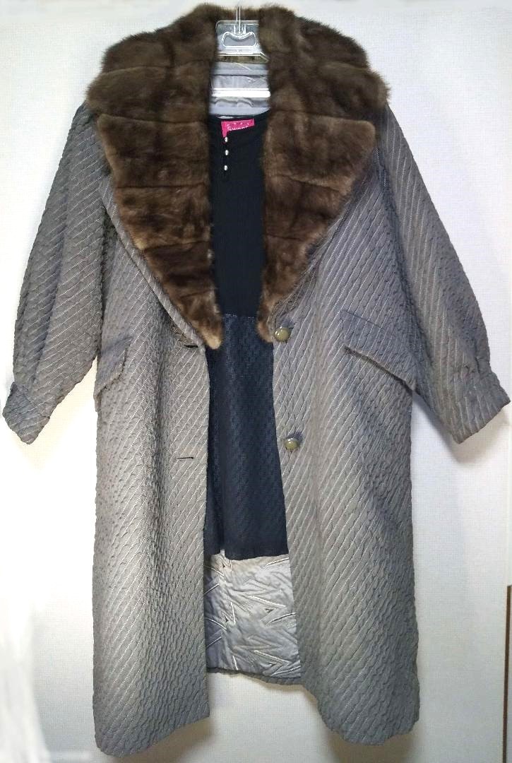 シルク100％ キルティング 暖か ロングコート リアルミンクファー 襟 毛皮 ピアジエ ゆったりサイズ キルティング