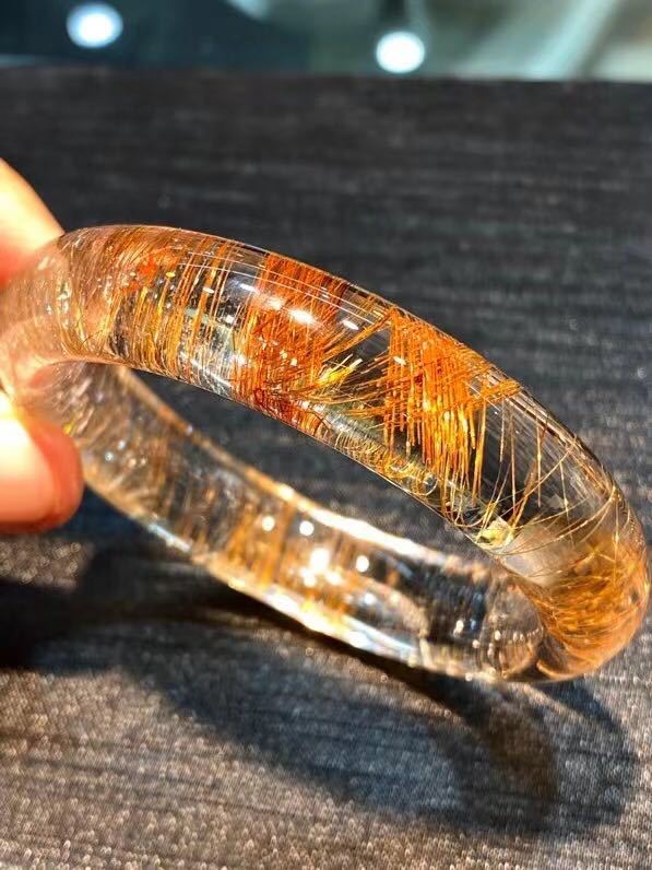 天然銅色ゴールドルチルクオーツ バングル 54mm-