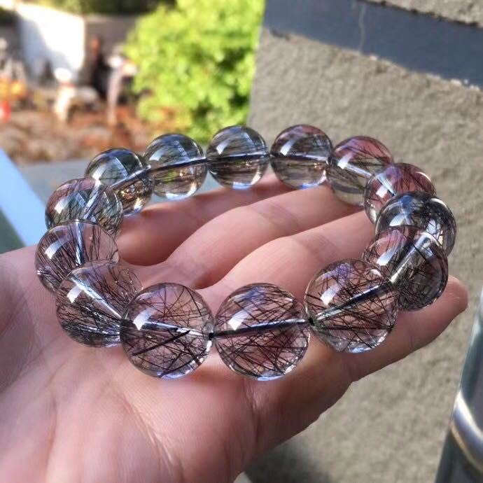 天然】ブラックルチルクォーツ ブレスレット 16.3mm | charcas.gob.mx