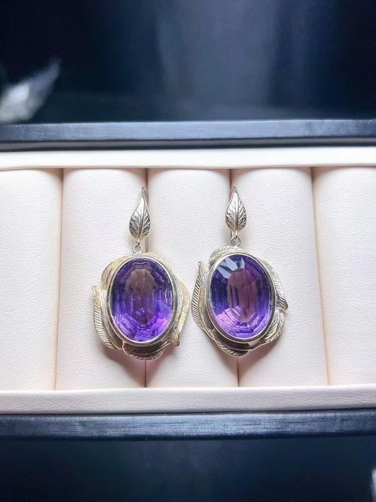 ⭐︎【天然】アメジスト ピアス s925 17x22mm | peacoop.or.th