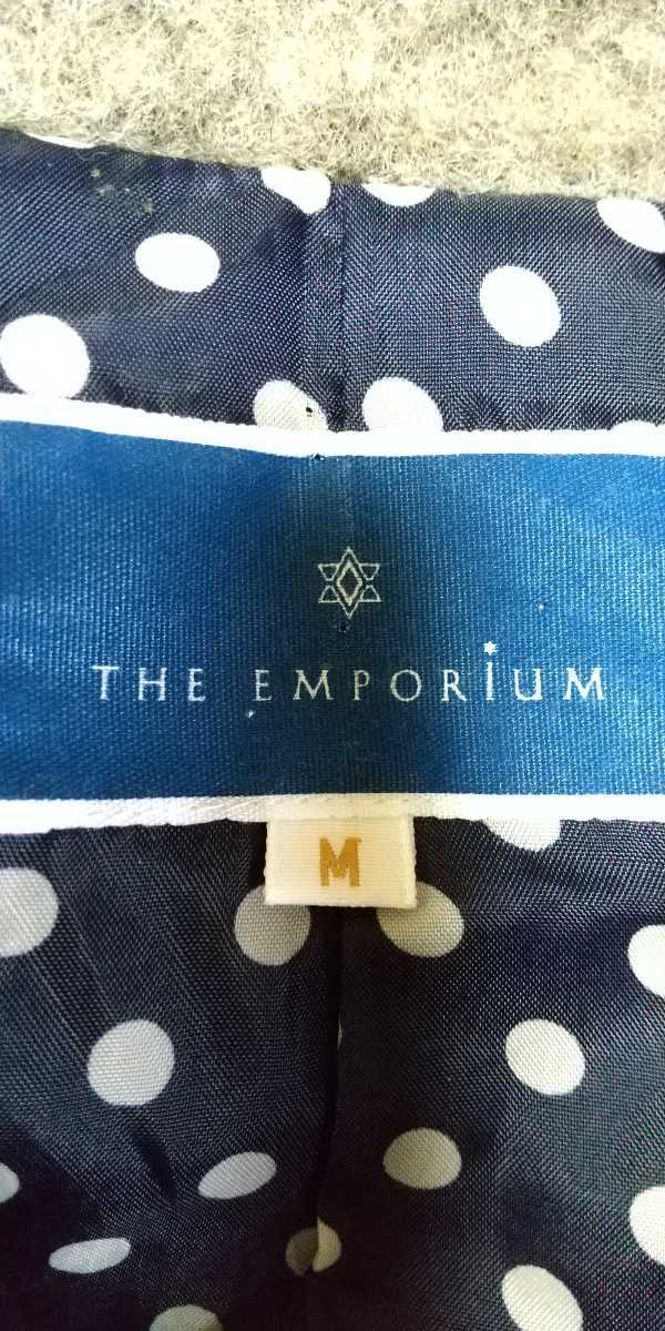 (新品)冬物処分価格！THE EMPORIUM えり取外し可能 スクエア型ボタン ウール48%で暖かい グレーのセミロングコートサイズM☆★_画像9