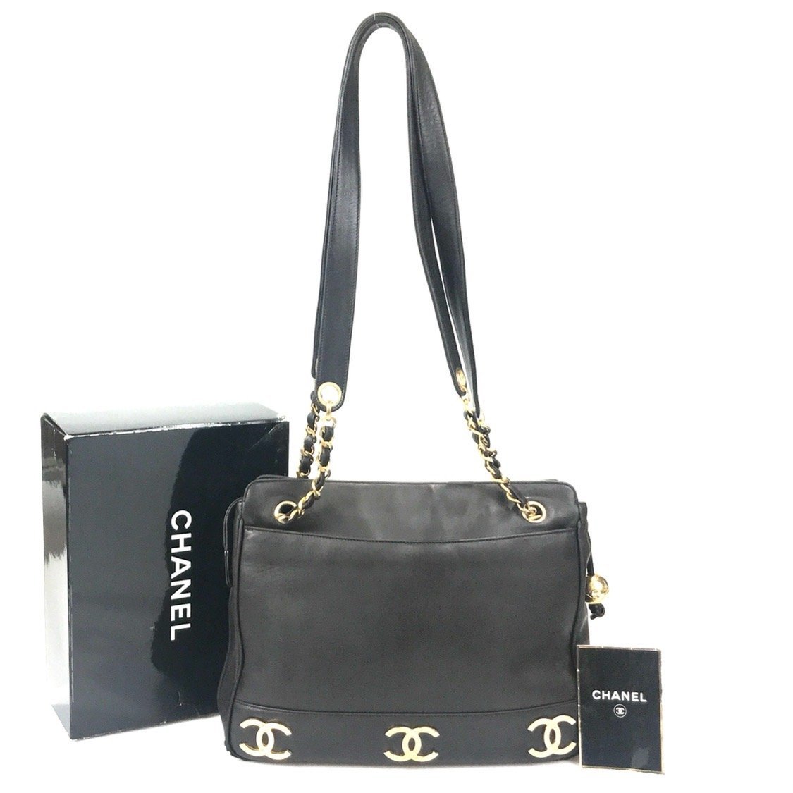 【1円〜】シャネル CHANEL バッグ ショルダーバッグ トートバッグ ココマーク 6連ココマーク ブラウン 3番台 説明書付き 中古_画像1