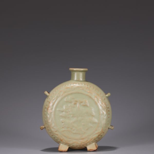 元 龍泉窯 陶磁器 青釉 八方梅瓶」染付 置物 擺件 古賞物 中国古美術