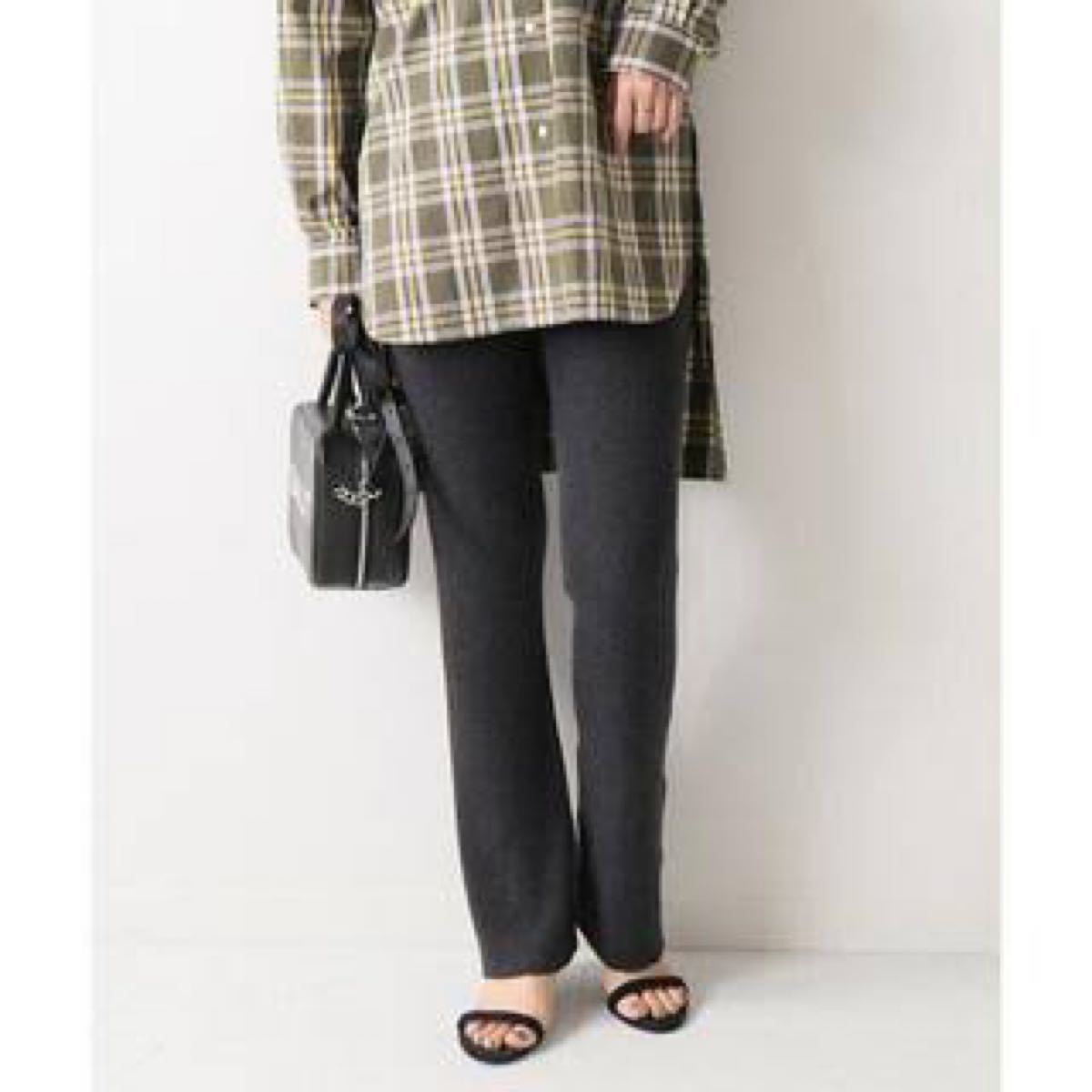 新品◇FRAMeWORK◇シルク混リブレギンス リブフレアパンツ グレー 36 3