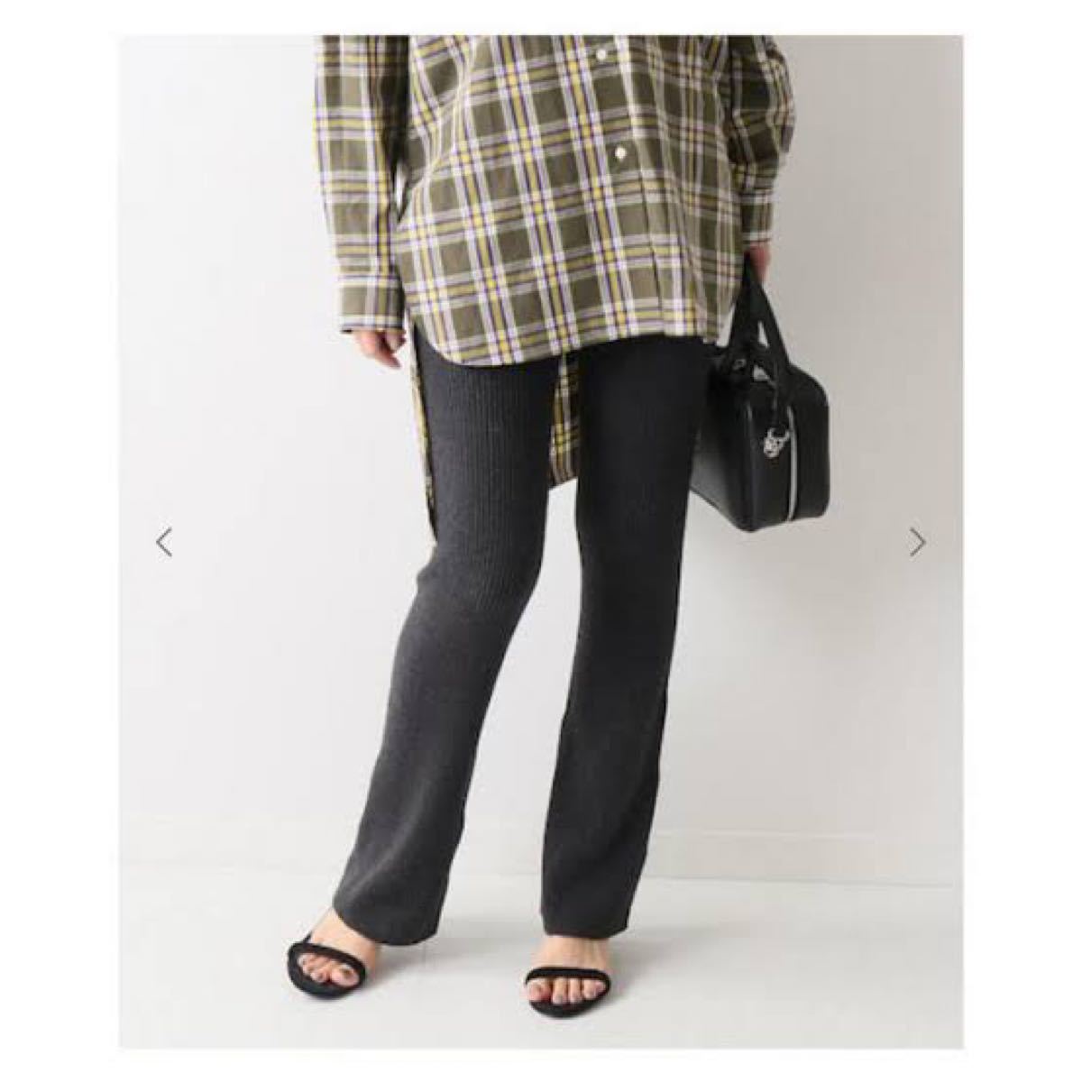 新品◇FRAMeWORK◇シルク混リブレギンス リブフレアパンツ グレー 36 4