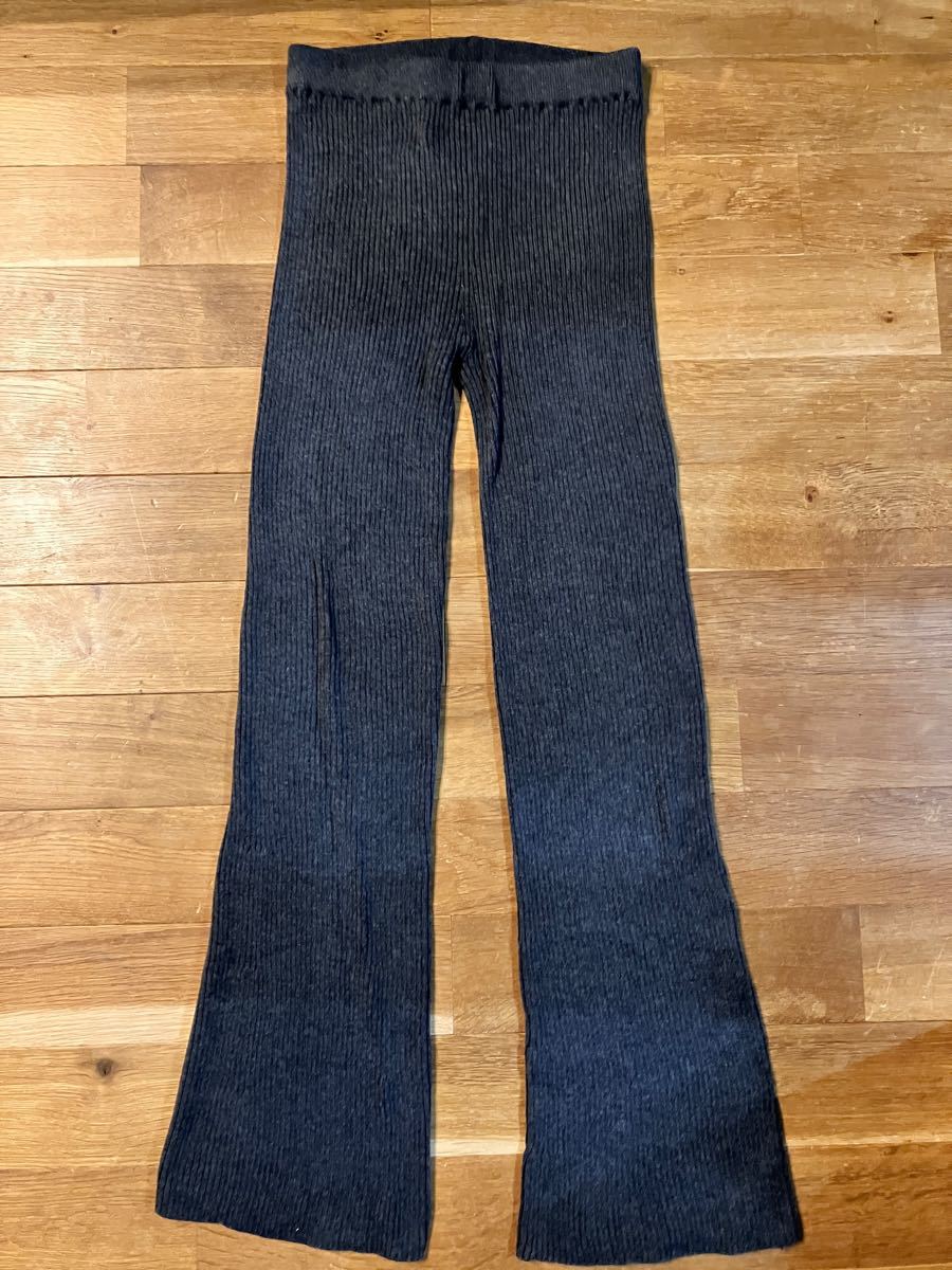 新品◇FRAMeWORK◇シルク混リブレギンス リブフレアパンツ グレー 36 5