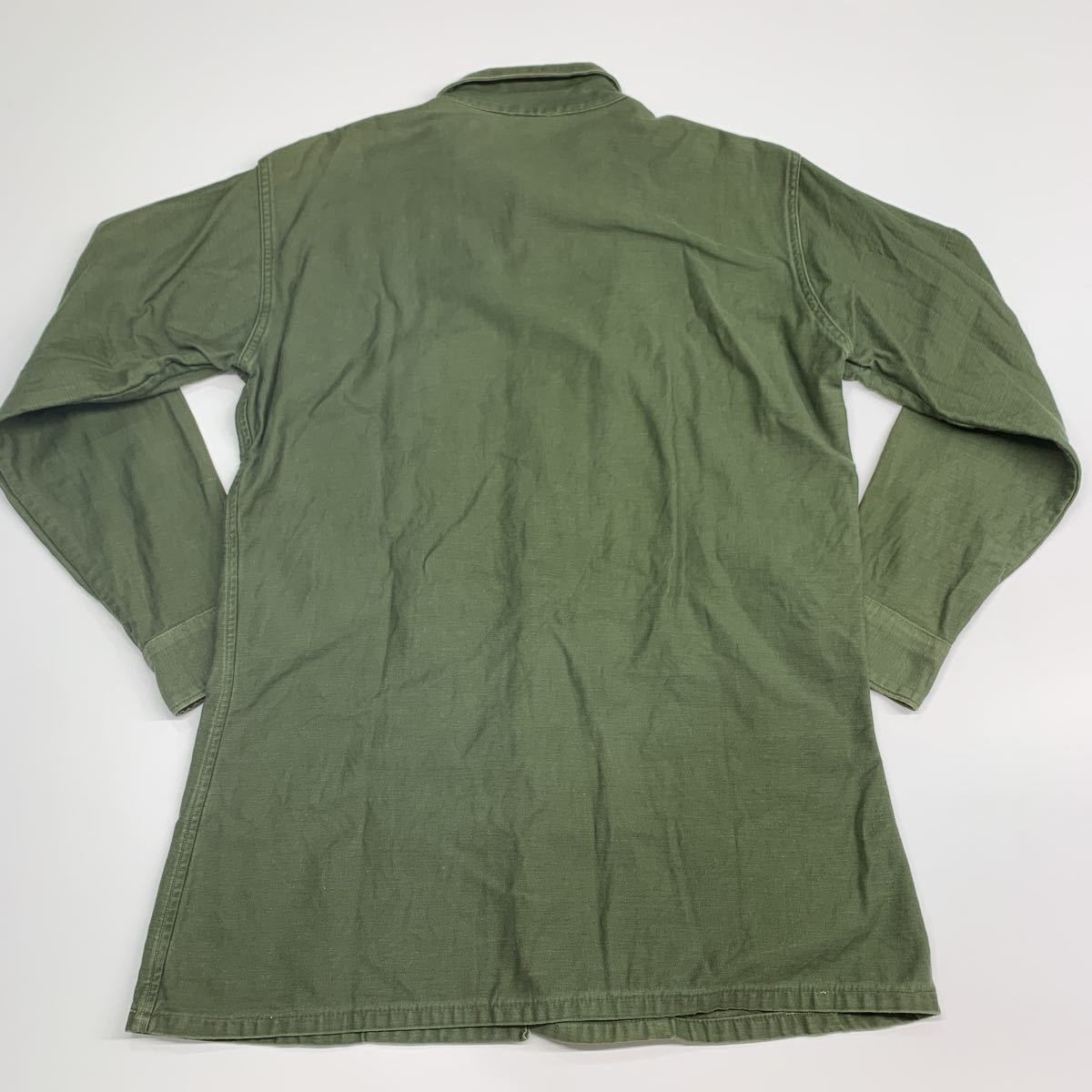 ビッグサイズ 60s US ARMY OG 107 コットン サテン ユーティリティ シャツ ミリタリー vintage Shirt 米軍 実物 アメリカ軍 ベトナム_画像2