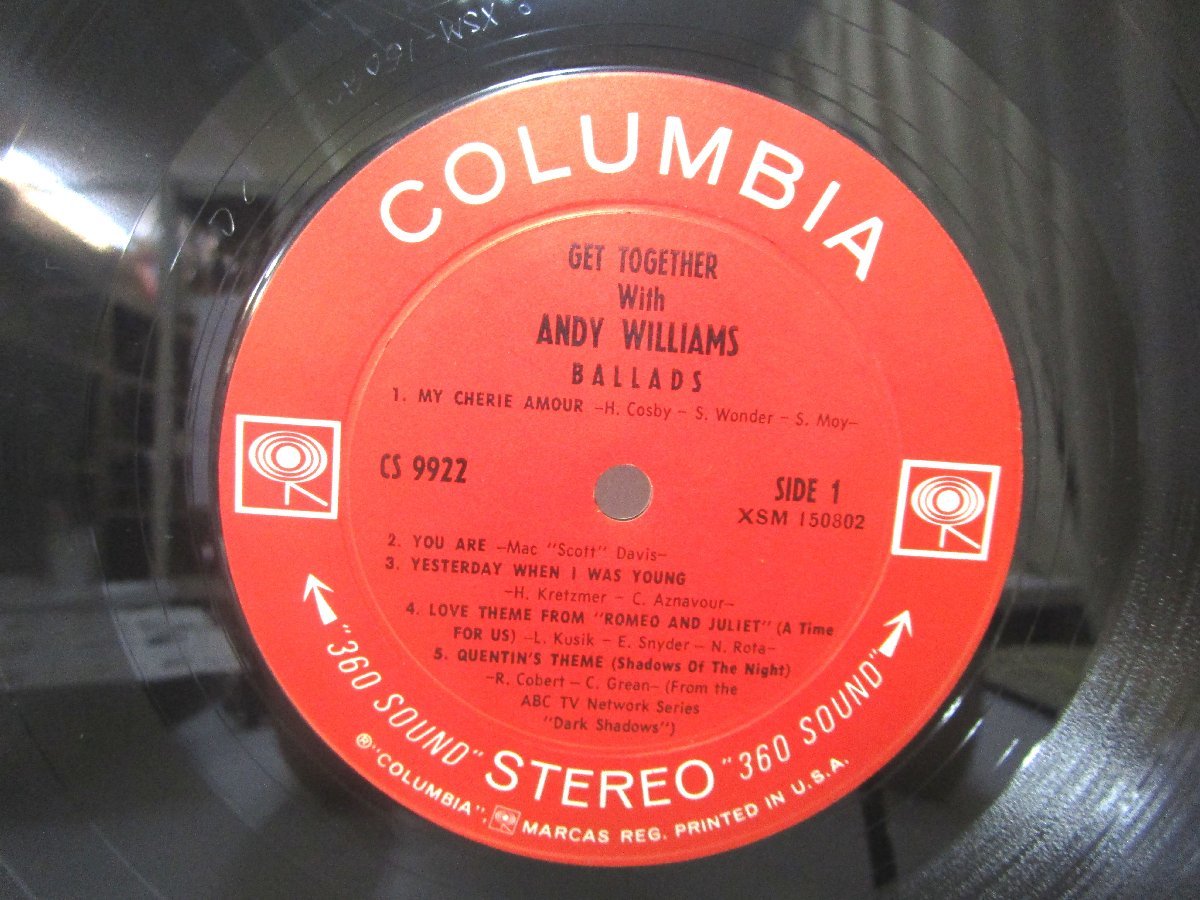 レコード Get Together Whith Andy Williams アンディ ウィリアムズ 【 E- 】 B572N_画像3