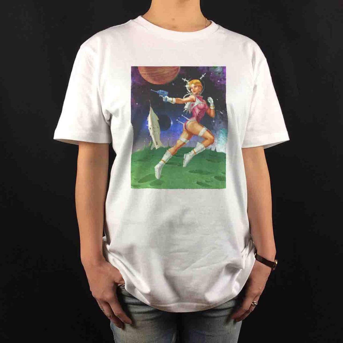 ランキング第1位 S Tシャツ レーザーガン ピンナップガール コズミック