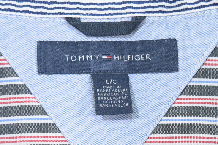 【送料無料】 トミーヒルフィガー ストライプ柄 BDシャツ L/Sシャツ メンズL 長袖シャツ ボタンダウンシャツ TOMMY HILFIGER CA0955