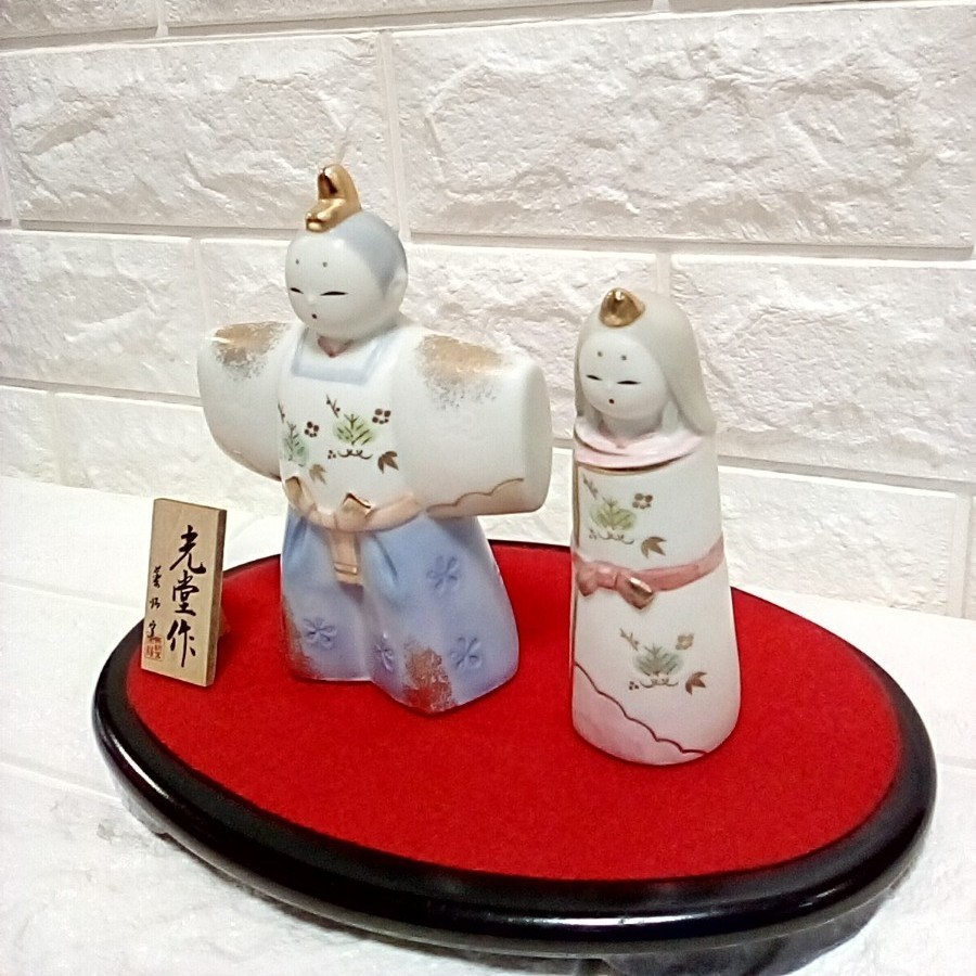 限定〖 七宝繋ぎ 〗木製ひな人形セット 29cm |花の形をした木札 - その他
