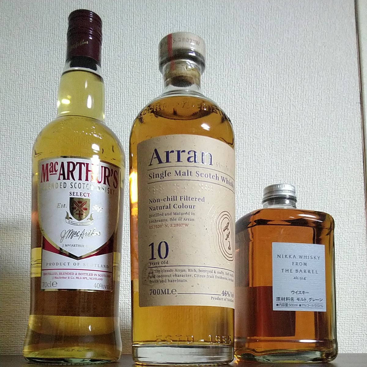 アラン10年 700ml ニッカ フロムザバレル 500ml マッカーサーズ 700ml ...