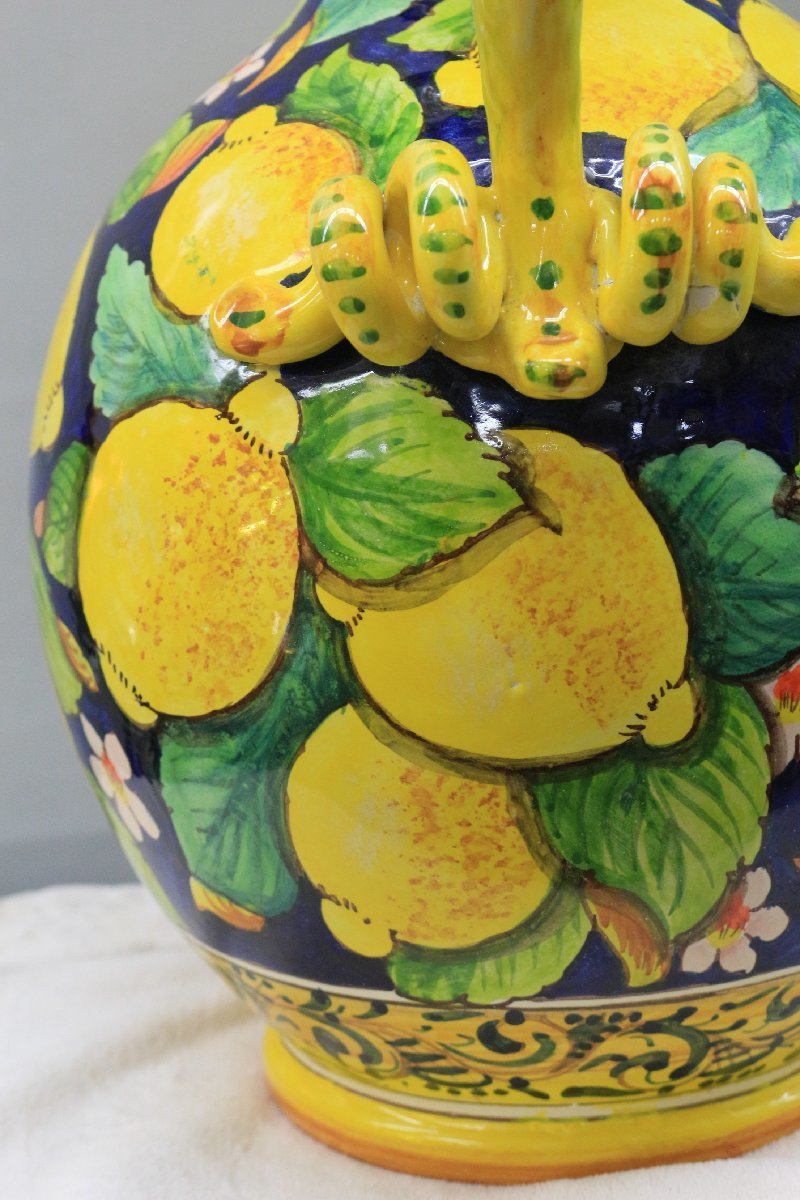 イタリア☆アマルフィ☆レモン柄の壺☆陶器☆ハンドメイド イタリア☆アマルフィ☆レモン柄の壺☆陶器☆ハンドメイド