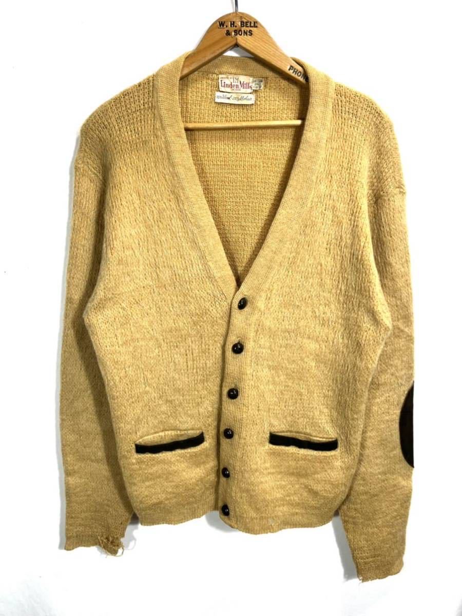 # 60s 70s VINTAGE length of hair length .Linden Millsmo hair cardigan Vintage gran ji Cart ko bar nKurt Cobain beige size M #